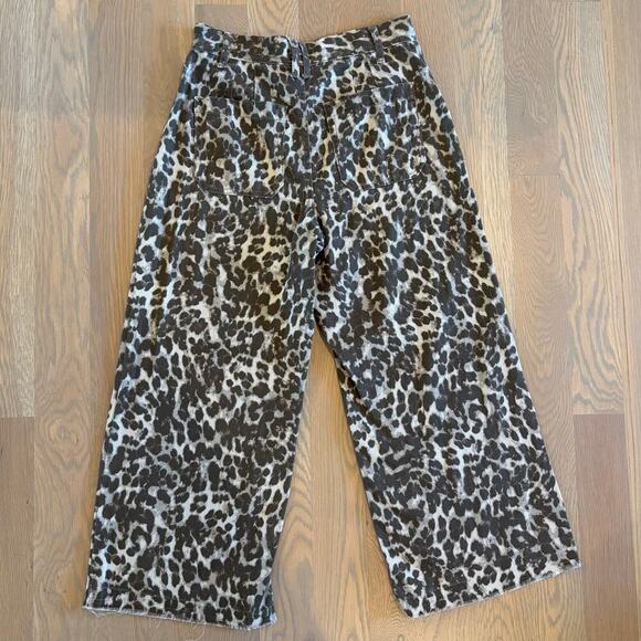 Sincerely Jules Animal Print Cotton Wide Leg Trousers Cropped Women’s Size 27 - Picture 6 of 6